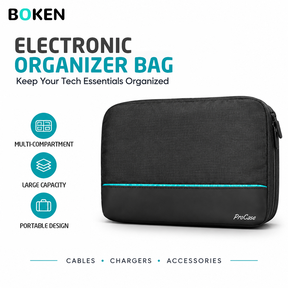 Tech Accessories Travel Organizer Pouch - Tas Organizer Teknologi Perjalanan, Tempat Penyimpanan